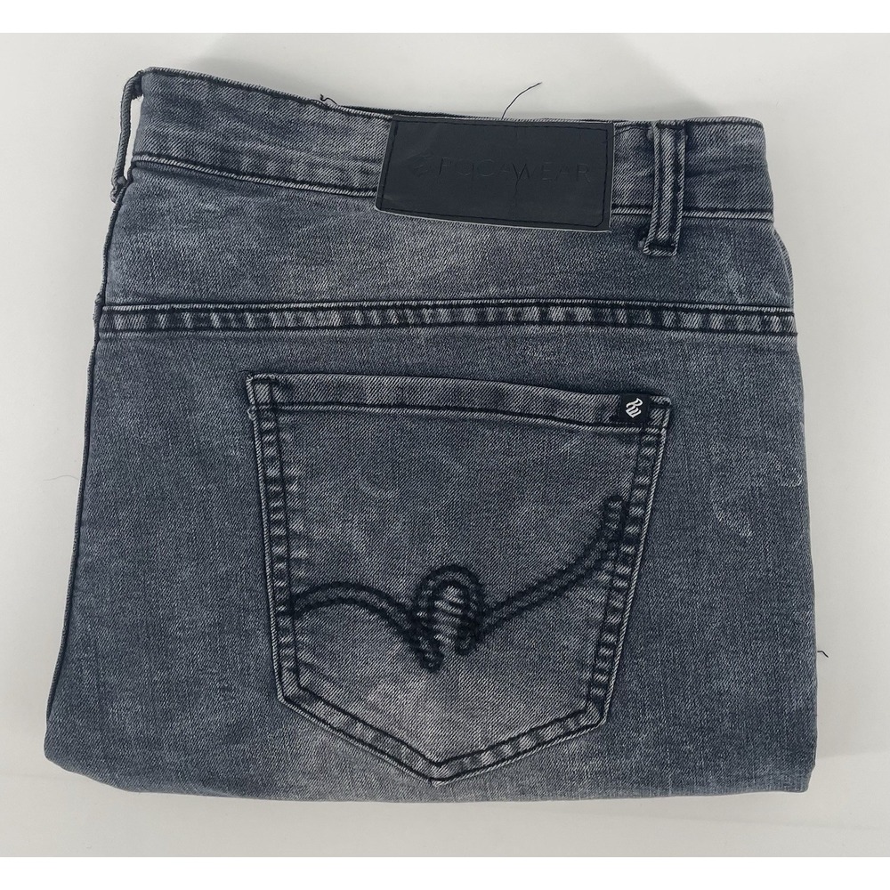 Rocawear Moto Jeans Men 42 Grey Slim Fit Biker Distressed Zippers Hip Hop Y2K